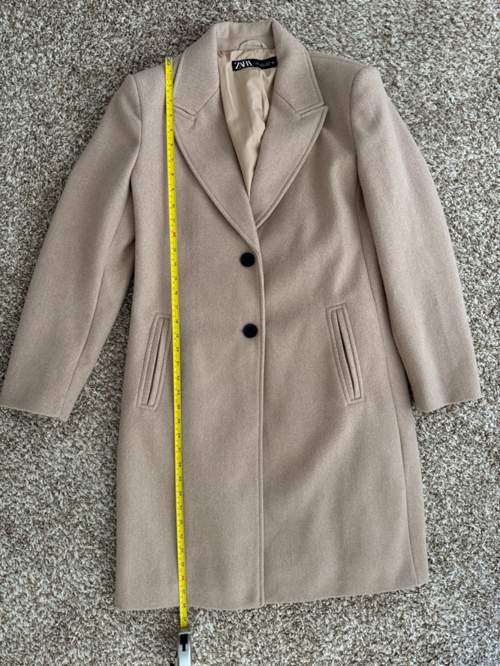 Zara Camel Single-Breasted Coat - Picture 9 of 10